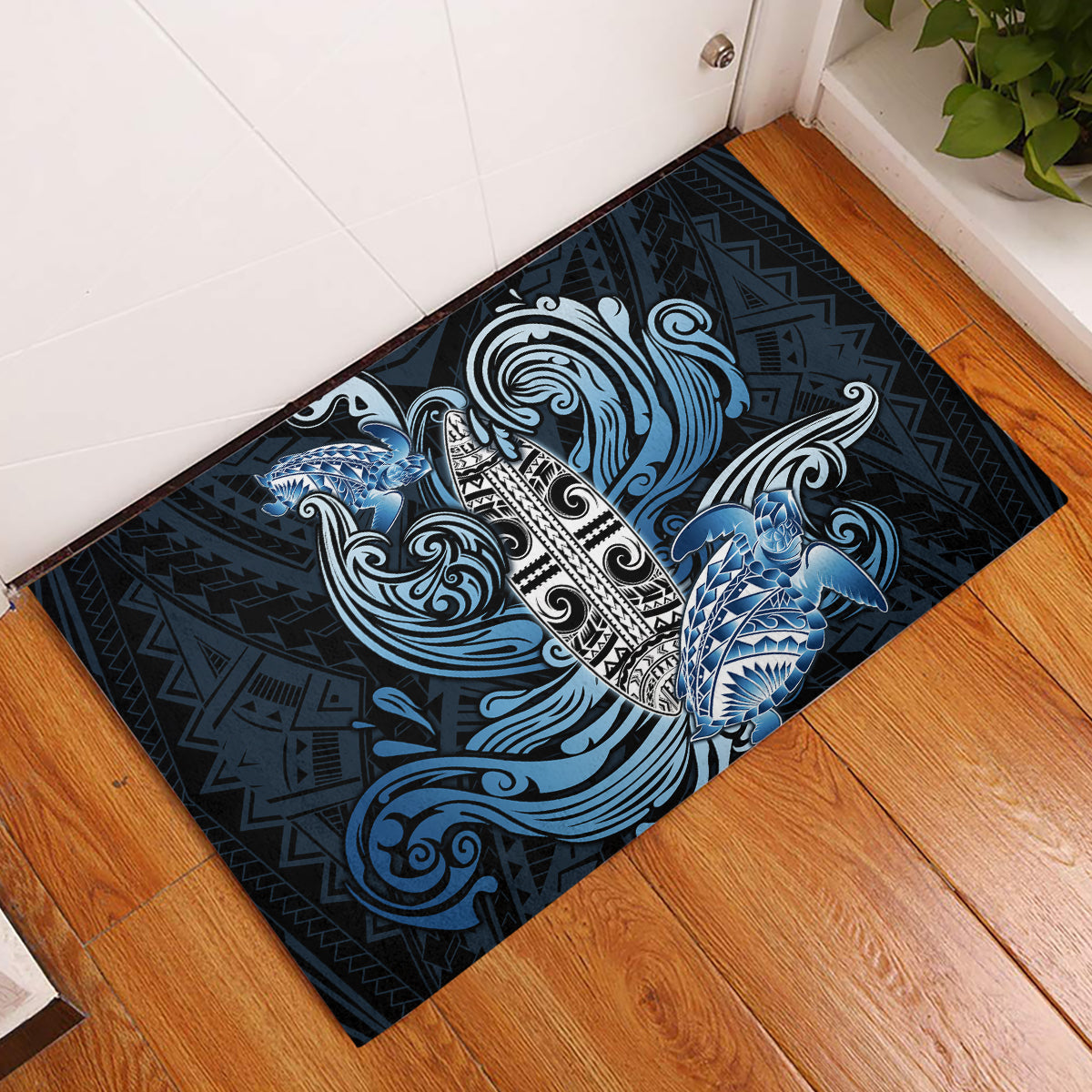 Polynesia Go Surfing Rubber Doormat The Pacific Wave Of Water LT05 Blue - Polynesian Pride