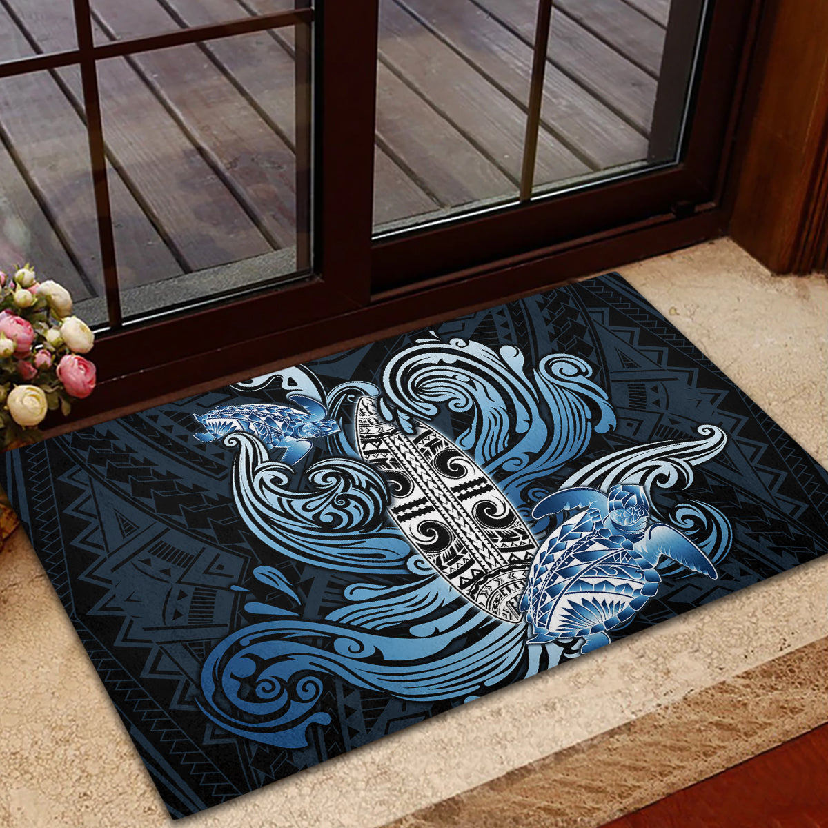 Polynesia Go Surfing Rubber Doormat The Pacific Wave Of Water LT05 - Polynesian Pride