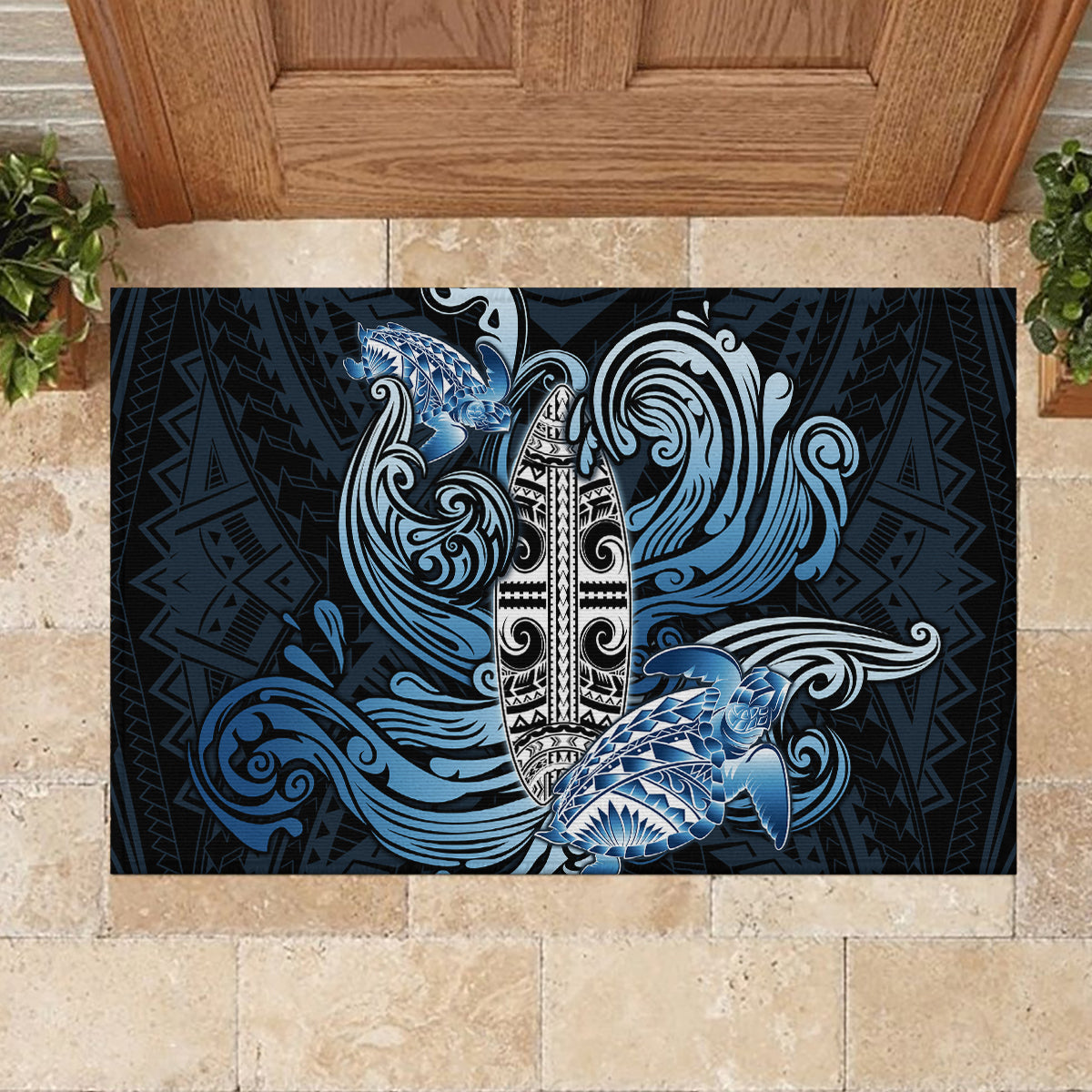 Polynesia Go Surfing Rubber Doormat The Pacific Wave Of Water LT05 - Polynesian Pride