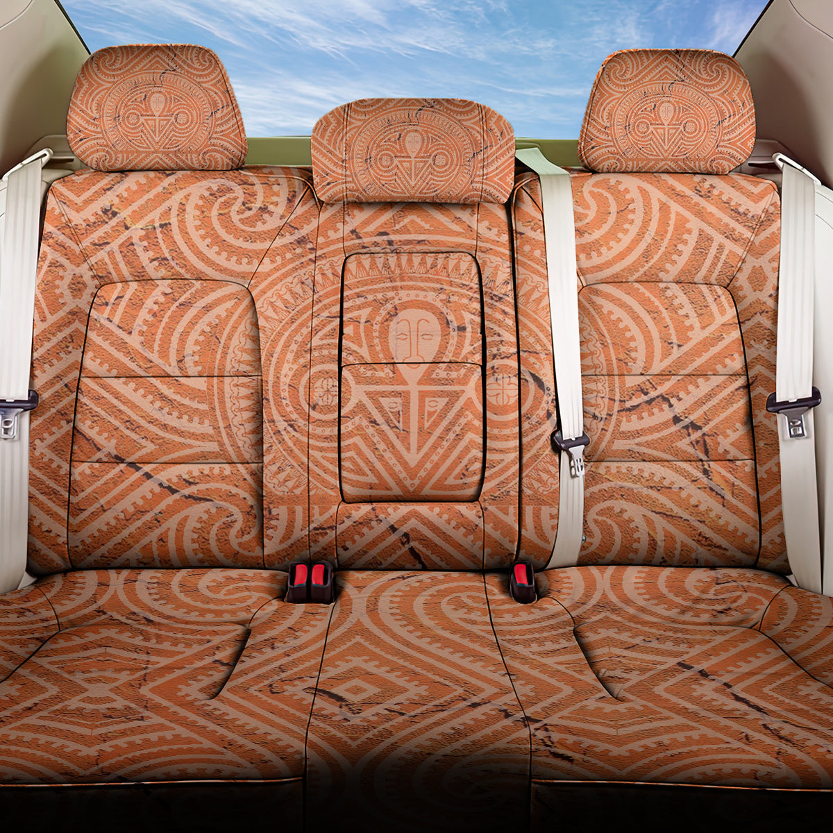 Lapita Culture Back Car Seat Cover Iconic Double Face Pattern LT05 One Size Brown - Polynesian Pride