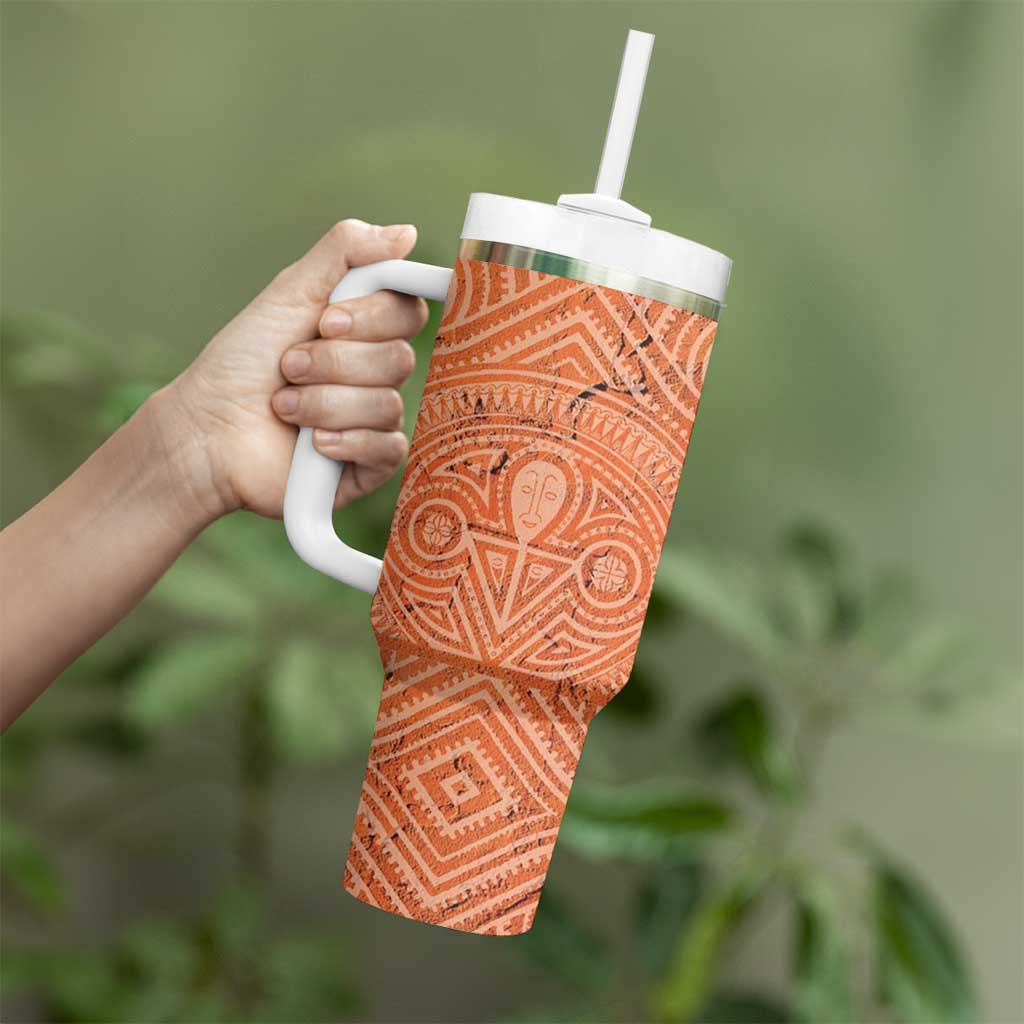 Personalised Lapita Culture Tumbler With Handle Iconic Double Face Pattern LT05 - Polynesian Pride