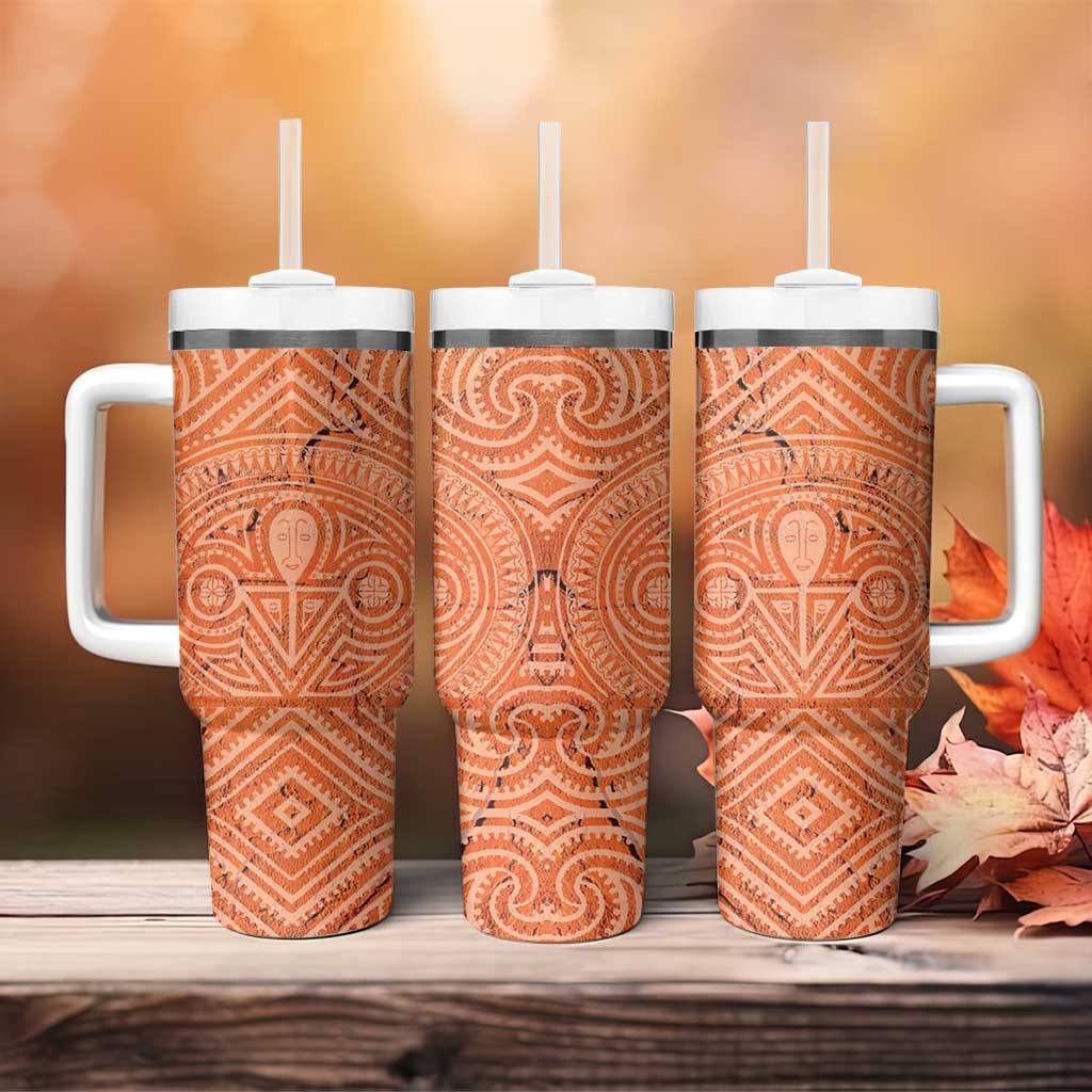 Personalised Lapita Culture Tumbler With Handle Iconic Double Face Pattern LT05 - Polynesian Pride