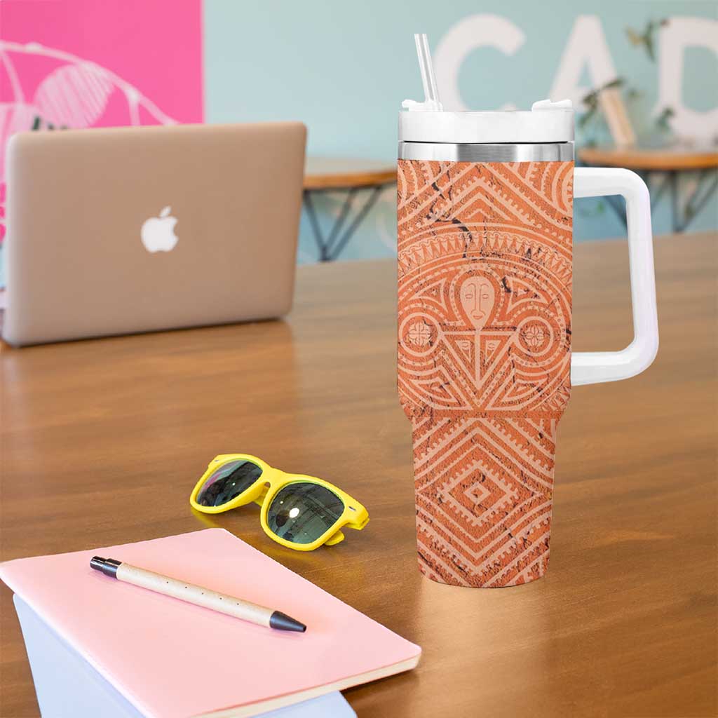 Personalised Lapita Culture Tumbler With Handle Iconic Double Face Pattern LT05 - Polynesian Pride