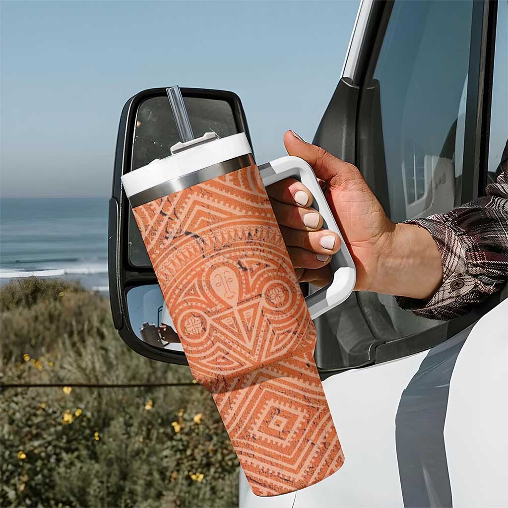 Personalised Lapita Culture Tumbler With Handle Iconic Double Face Pattern LT05 - Polynesian Pride