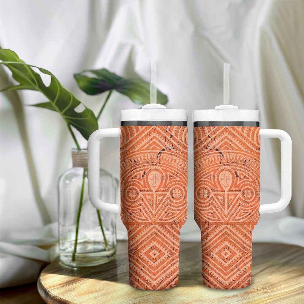 Personalised Lapita Culture Tumbler With Handle Iconic Double Face Pattern LT05 - Polynesian Pride