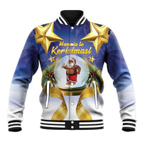 Samoa Christmas Baseball Jacket Snow Globe With Samoan Santa LT05 Unisex Navy - Polynesian Pride