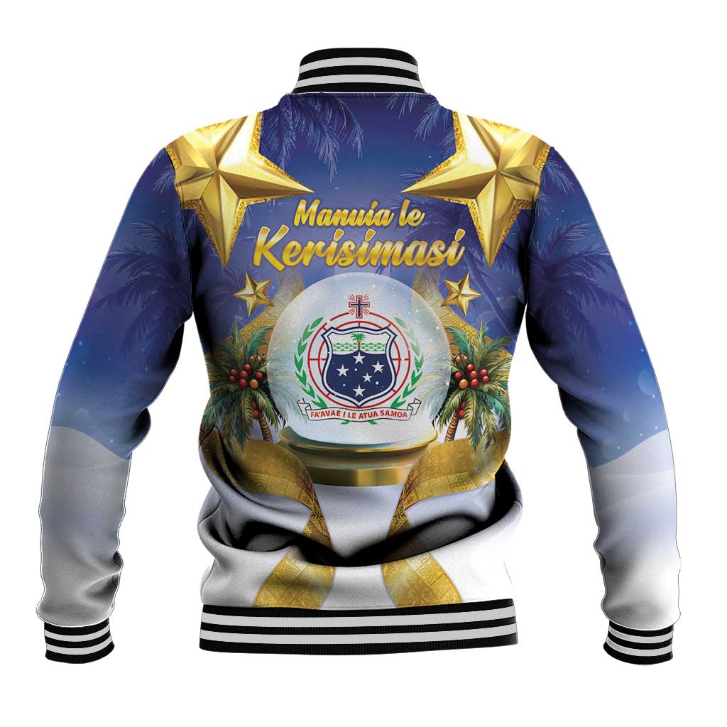 Samoa Christmas Baseball Jacket Snow Globe With Samoan Santa LT05 - Polynesian Pride