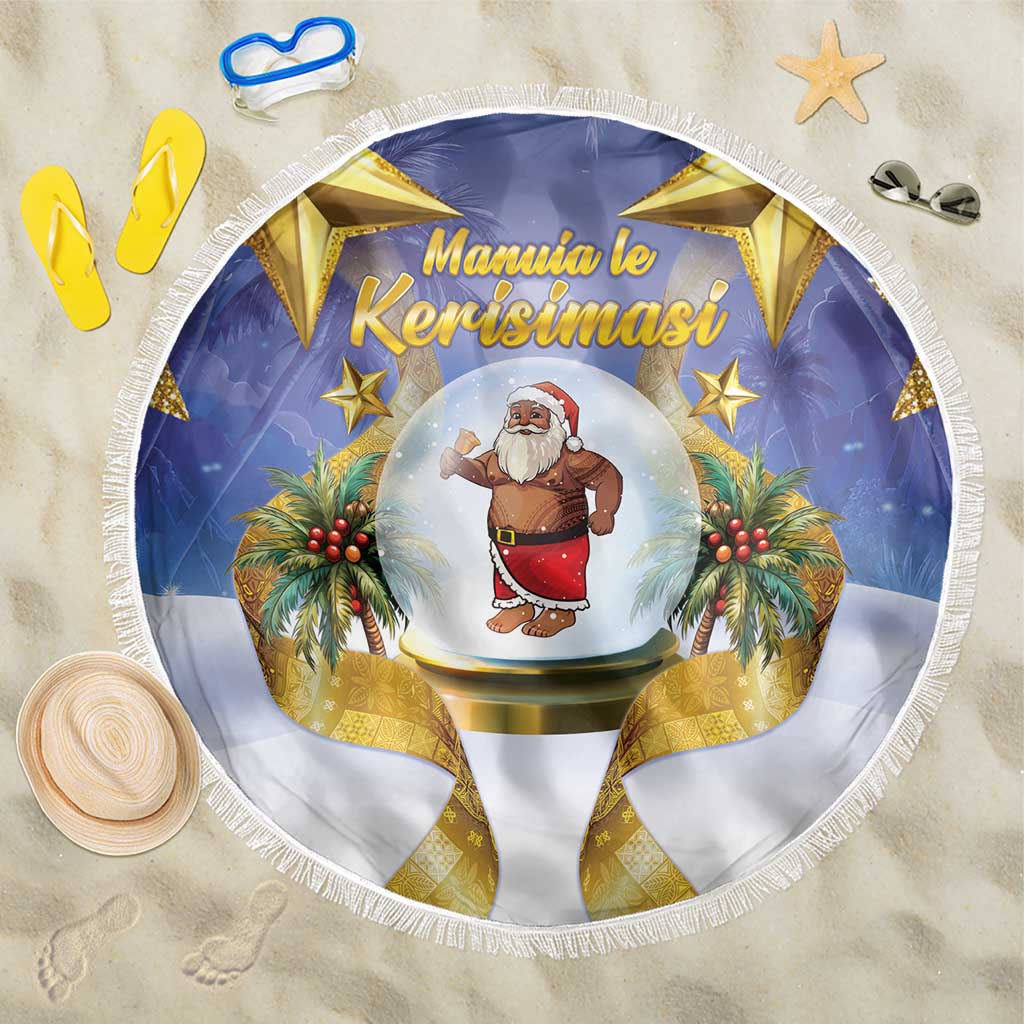 Samoa Christmas Beach Blanket Snow Globe With Samoan Santa LT05 One Size 150cm Navy - Polynesian Pride
