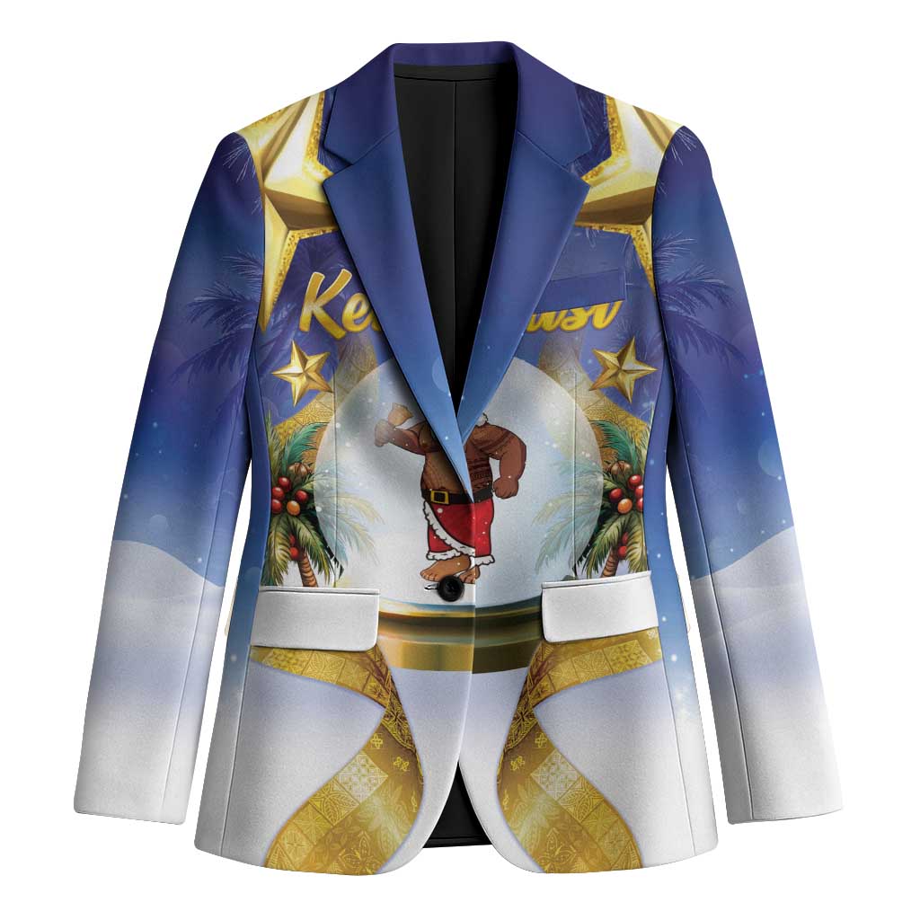Samoa Christmas Blazer Snow Globe With Samoan Santa LT05 Unisex Navy - Polynesian Pride
