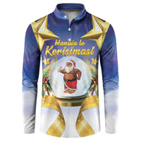 Samoa Christmas Button Sweatshirt Snow Globe With Samoan Santa LT05 Navy - Polynesian Pride