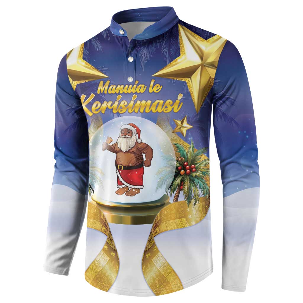 Samoa Christmas Button Sweatshirt Snow Globe With Samoan Santa LT05 - Polynesian Pride