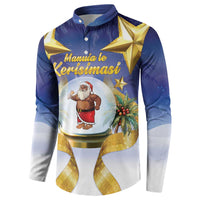 Samoa Christmas Button Sweatshirt Snow Globe With Samoan Santa LT05 - Polynesian Pride