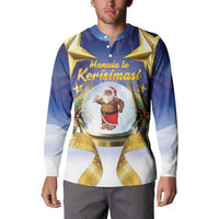 Samoa Christmas Button Sweatshirt Snow Globe With Samoan Santa LT05 - Polynesian Pride