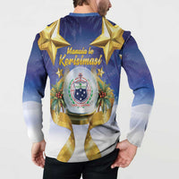 Samoa Christmas Button Sweatshirt Snow Globe With Samoan Santa LT05 - Polynesian Pride