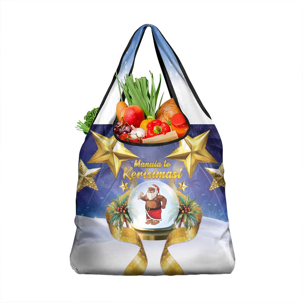 Samoa Christmas Grocery Bag Snow Globe With Samoan Santa LT05 1-pack One Size Navy - Polynesian Pride