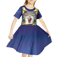 Samoa Christmas Kid Short Sleeve Dress Snow Globe With Samoan Santa LT05 - Polynesian Pride