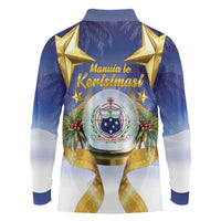 Samoa Christmas Long Sleeve Polo Shirt Snow Globe With Samoan Santa LT05 - Polynesian Pride