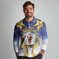 Samoa Christmas Long Sleeve Polo Shirt Snow Globe With Samoan Santa LT05 - Polynesian Pride
