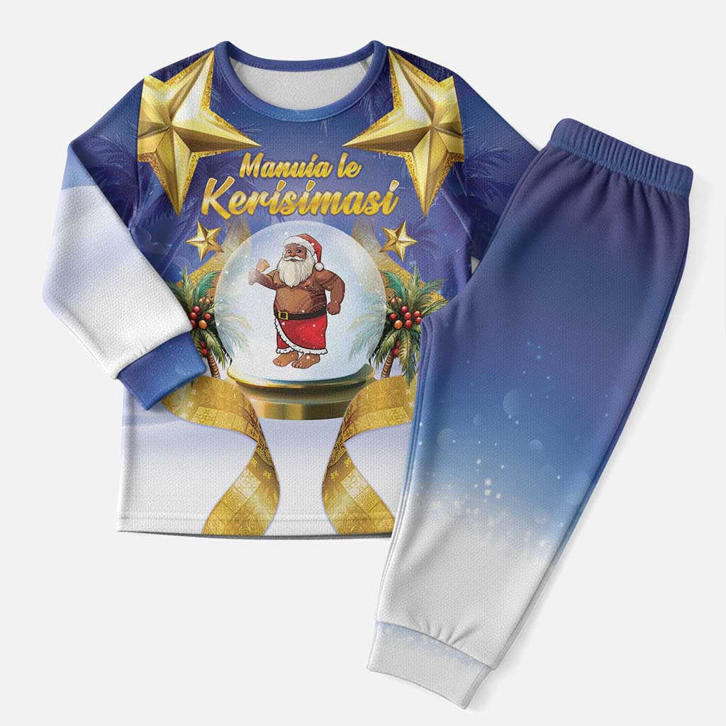 Samoa Christmas Pajama Set Snow Globe With Samoan Santa LT05 Men Navy - Polynesian Pride