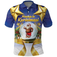 Samoa Christmas Polo Shirt Snow Globe With Samoan Santa LT05 Navy - Polynesian Pride