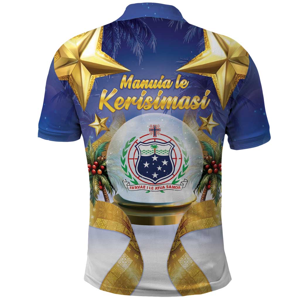 Samoa Christmas Polo Shirt Snow Globe With Samoan Santa LT05 - Polynesian Pride