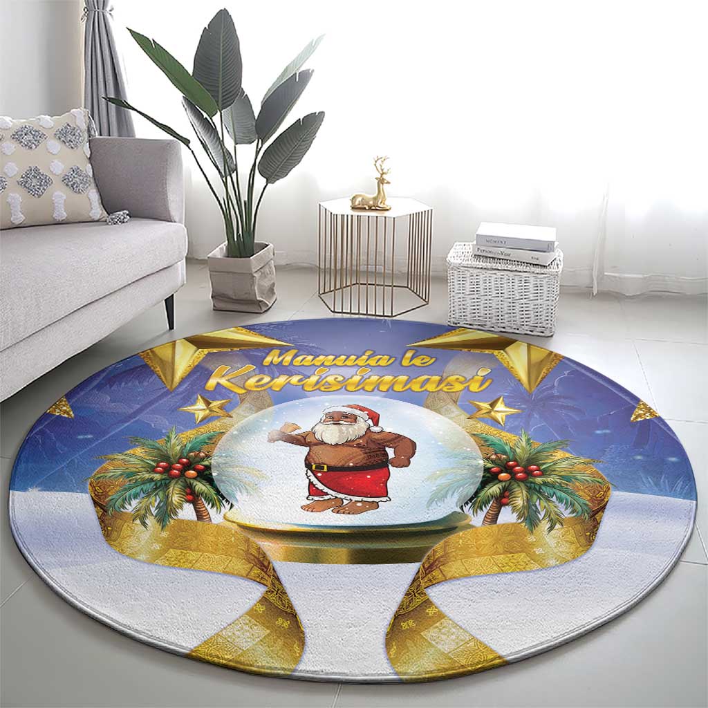 Samoa Christmas Round Carpet Snow Globe With Samoan Santa LT05 - Polynesian Pride