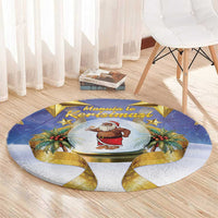 Samoa Christmas Round Carpet Snow Globe With Samoan Santa LT05 - Polynesian Pride