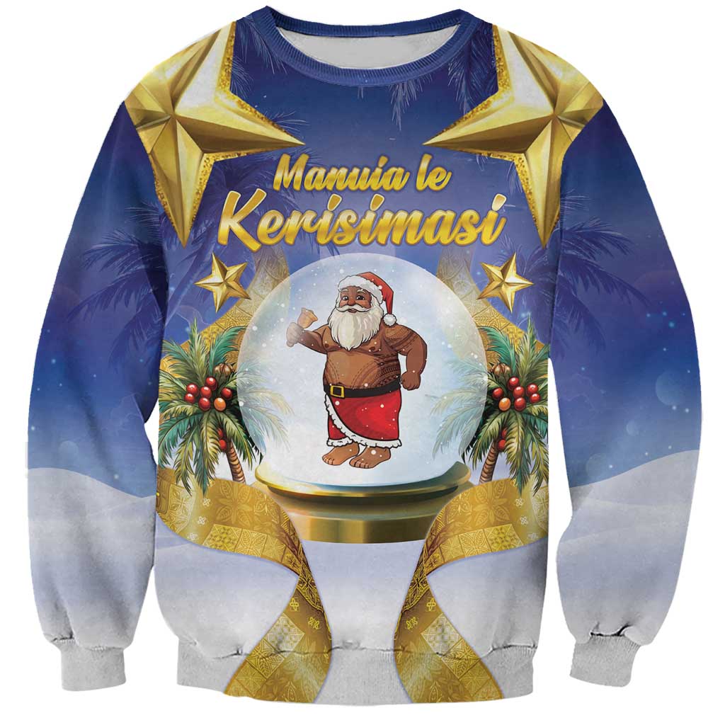 Samoa Christmas Sweatshirt Snow Globe With Samoan Santa LT05 Unisex Navy - Polynesian Pride