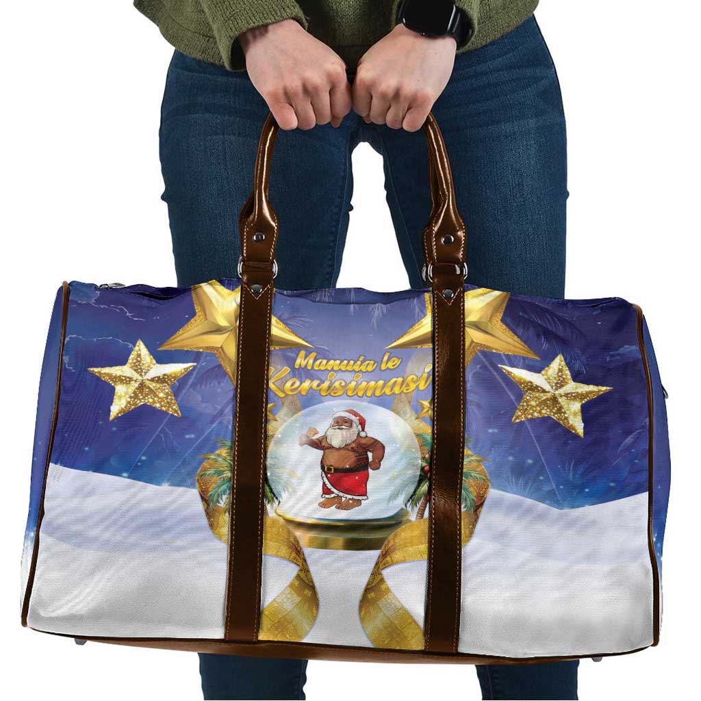 Samoa Christmas Travel Bag Snow Globe With Samoan Santa LT05 Navy - Polynesian Pride