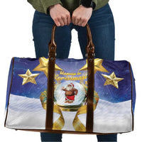 Samoa Christmas Travel Bag Snow Globe With Samoan Santa LT05 Navy - Polynesian Pride