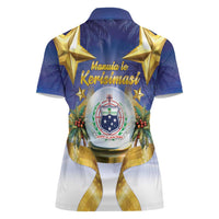 Samoa Christmas Women Polo Shirt Snow Globe With Samoan Santa LT05 - Polynesian Pride