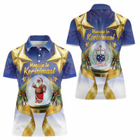 Samoa Christmas Women Polo Shirt Snow Globe With Samoan Santa LT05 - Polynesian Pride