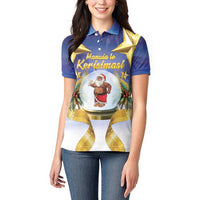 Samoa Christmas Women Polo Shirt Snow Globe With Samoan Santa LT05 - Polynesian Pride