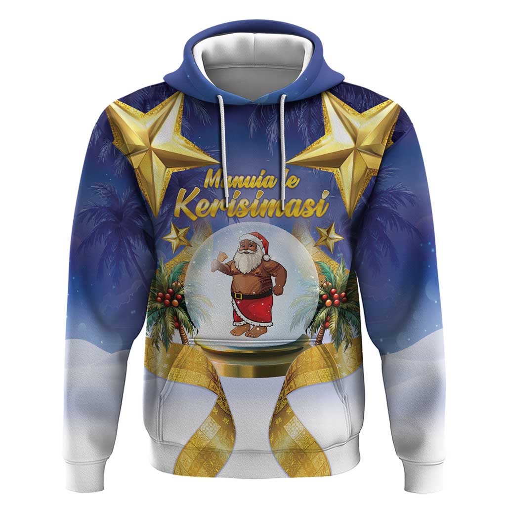 Samoa Christmas Zip Hoodie Snow Globe With Samoan Santa LT05 Pullover Hoodie Navy - Polynesian Pride