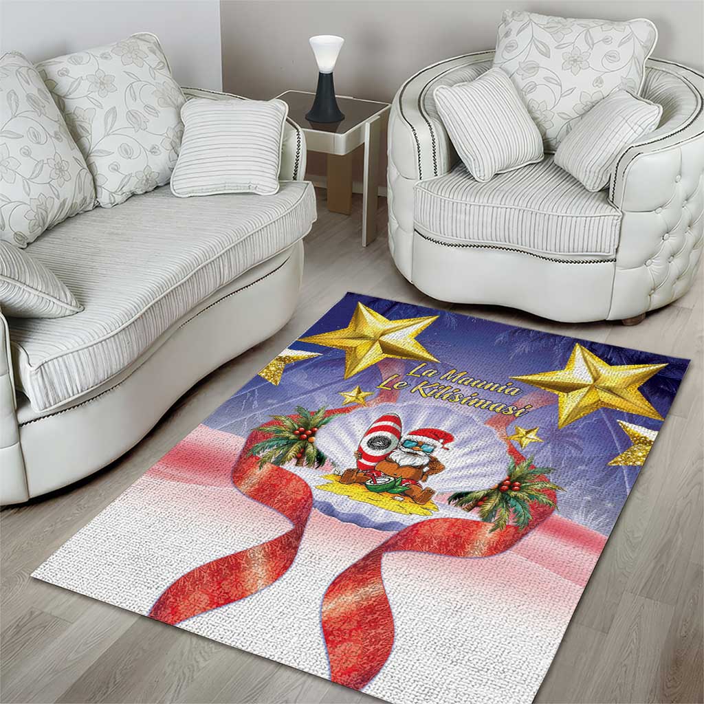 American Samoa Christmas Area Rug Seashell Santa Beach Vibes LT05 - Polynesian Pride