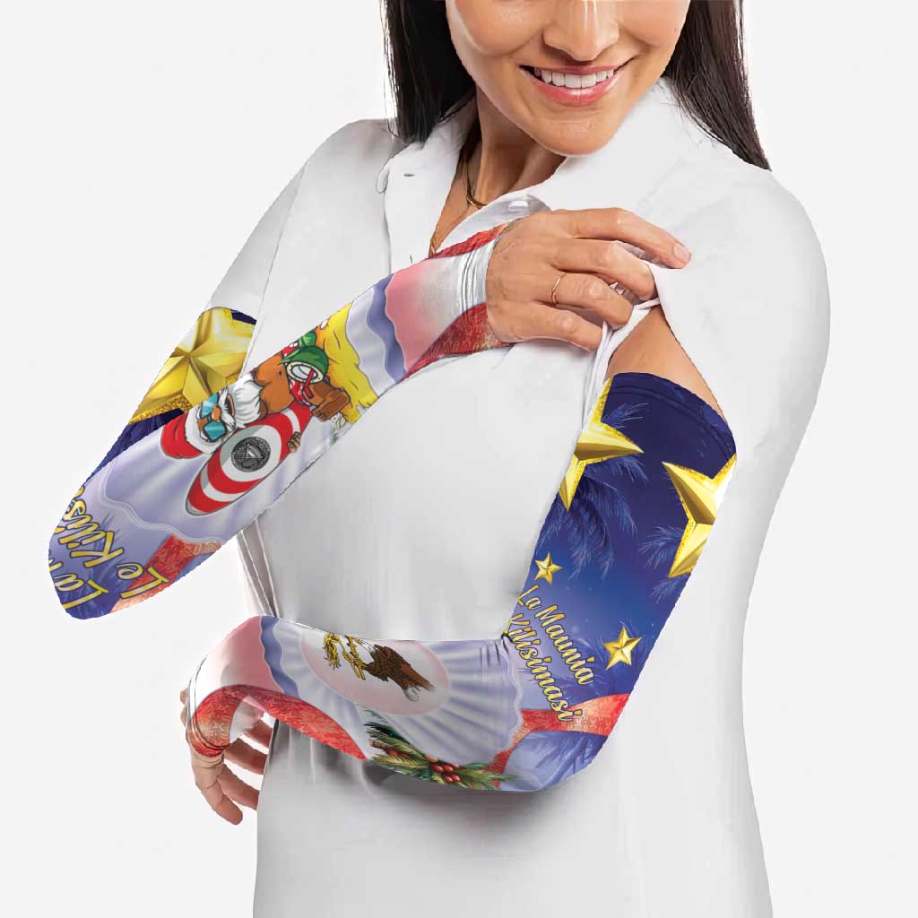 American Samoa Christmas Arm Sleeves Seashell Santa Beach Vibes LT05 - Polynesian Pride