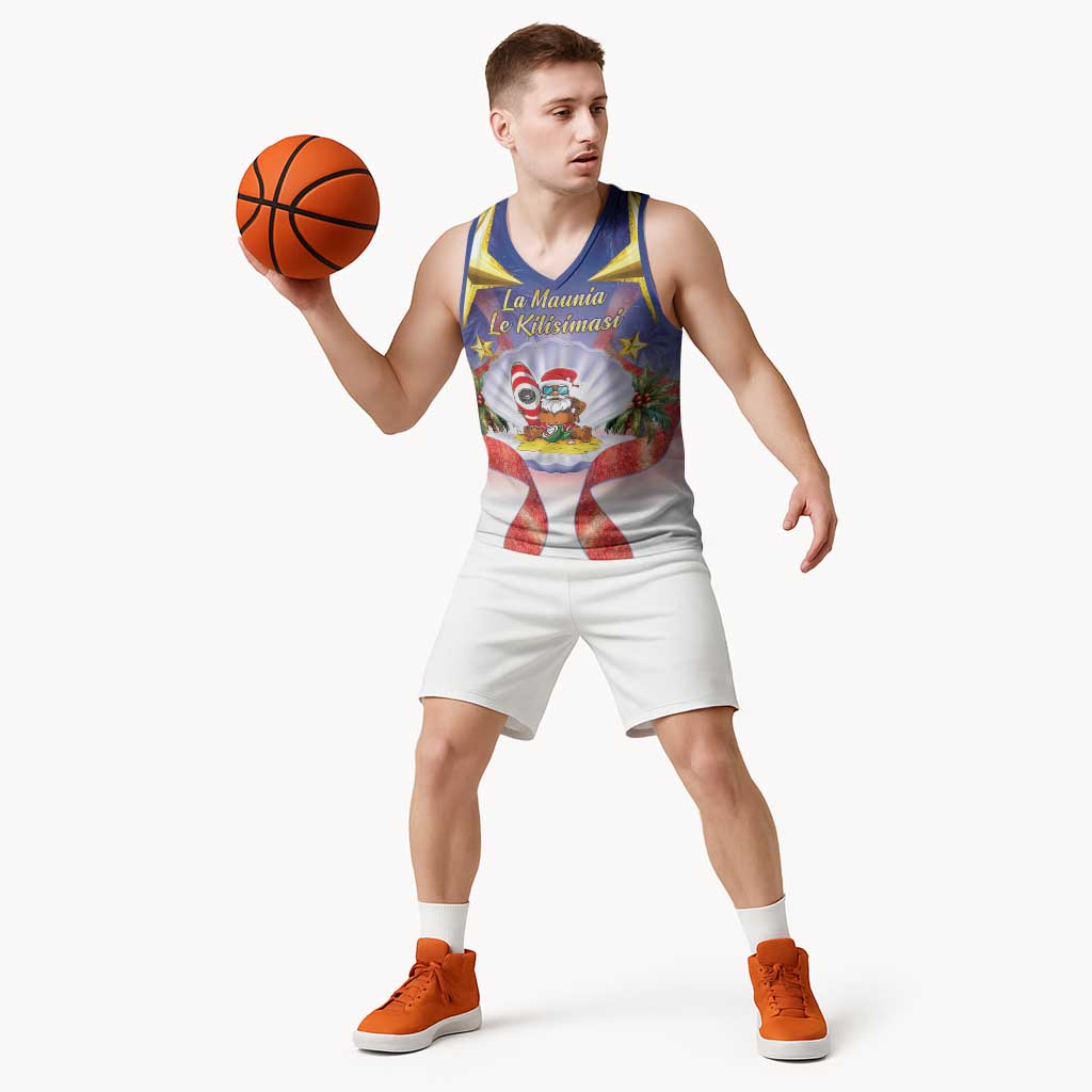 American Samoa Christmas Basketball Jersey Seashell Santa Beach Vibes LT05 - Polynesian Pride