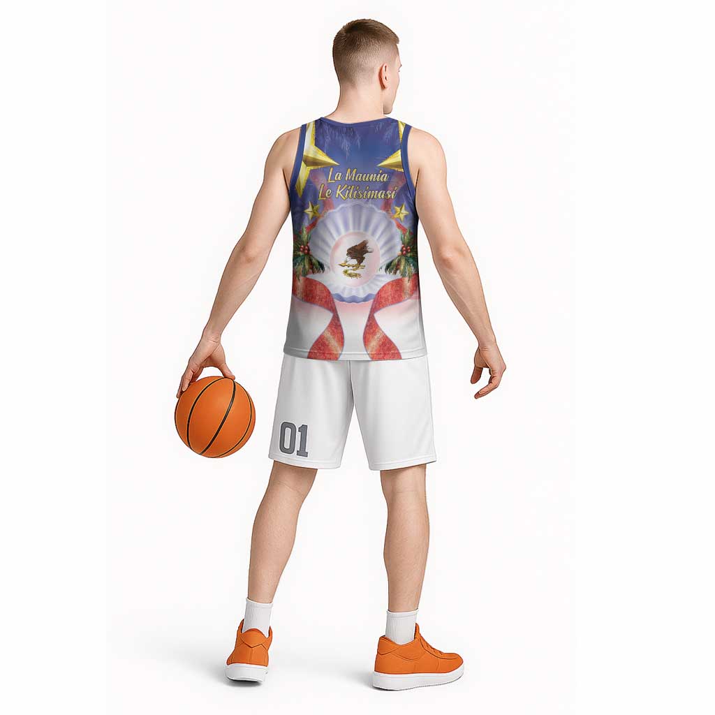 American Samoa Christmas Basketball Jersey Seashell Santa Beach Vibes LT05 - Polynesian Pride