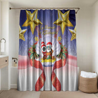 American Samoa Christmas Bathroom Set Seashell Santa Beach Vibes LT05 Shower Curtain Only Navy - Polynesian Pride