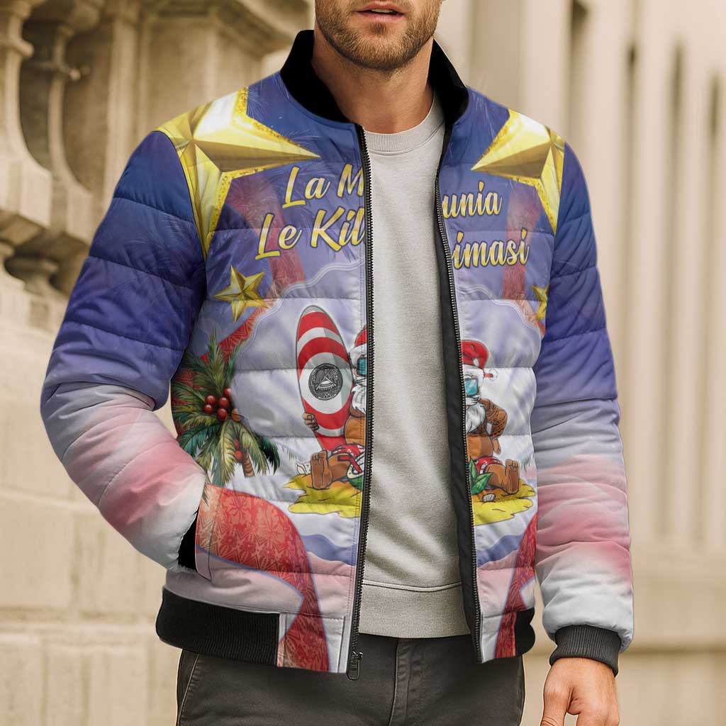 American Samoa Christmas Bomber Puffer Jacket Seashell Santa Beach Vibes LT05 - Polynesian Pride
