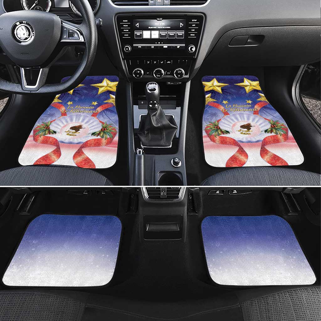 American Samoa Christmas Car Mats Seashell Santa Beach Vibes LT05 Set 4pcs Navy - Polynesian Pride