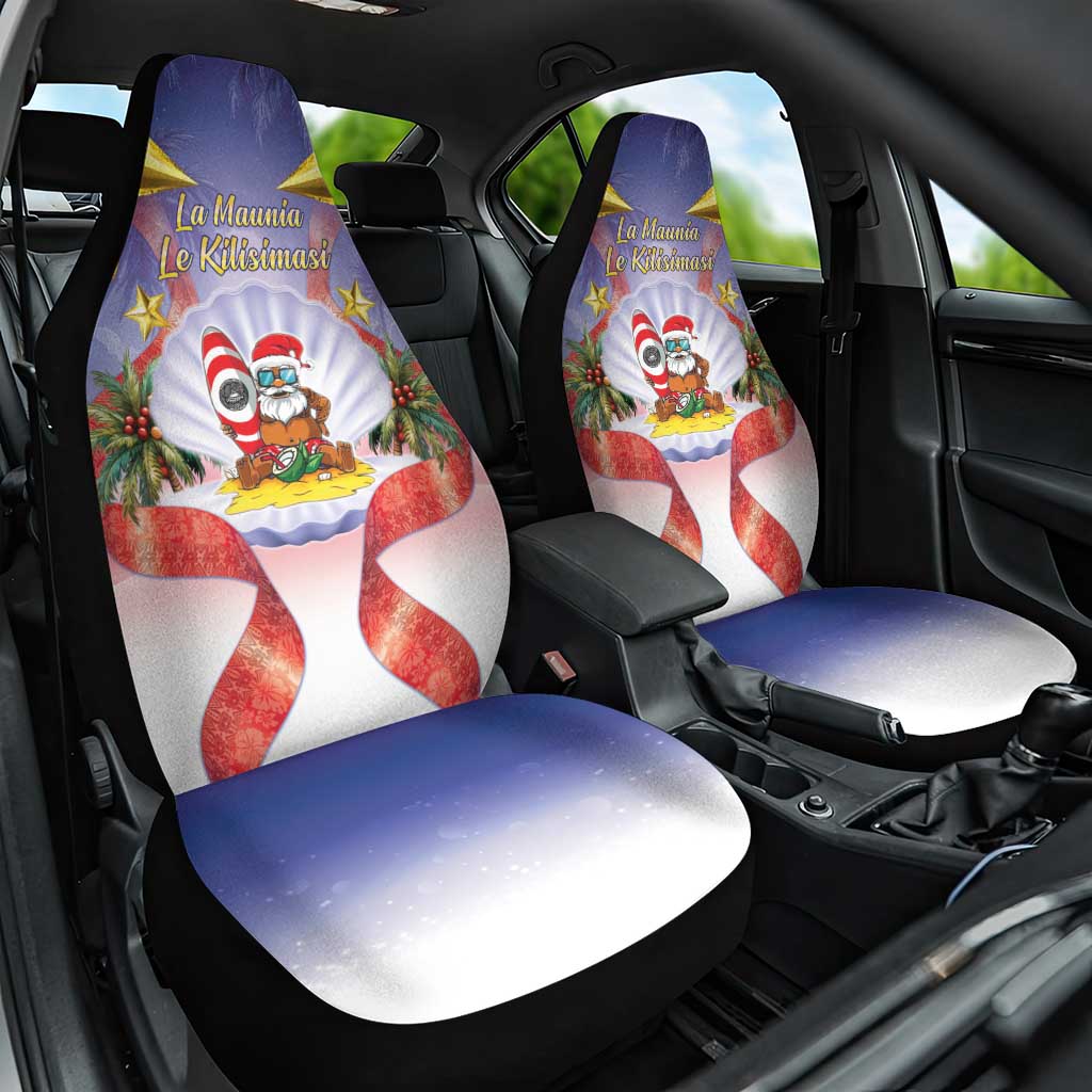 American Samoa Christmas Car Seat Cover Seashell Santa Beach Vibes LT05 One Size Navy - Polynesian Pride