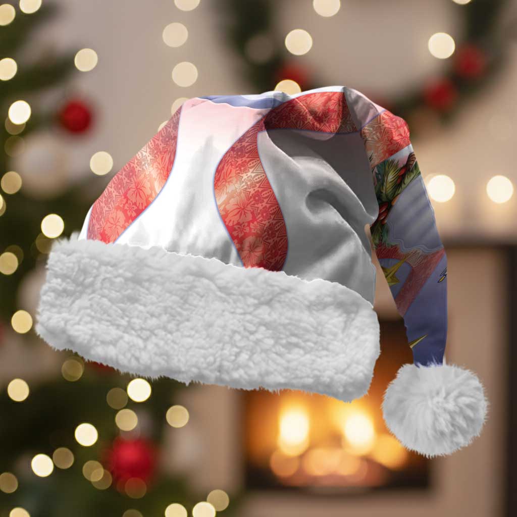 American Samoa Christmas Santa Hat Seashell Santa Beach Vibes LT05 With Fur Navy - Polynesian Pride