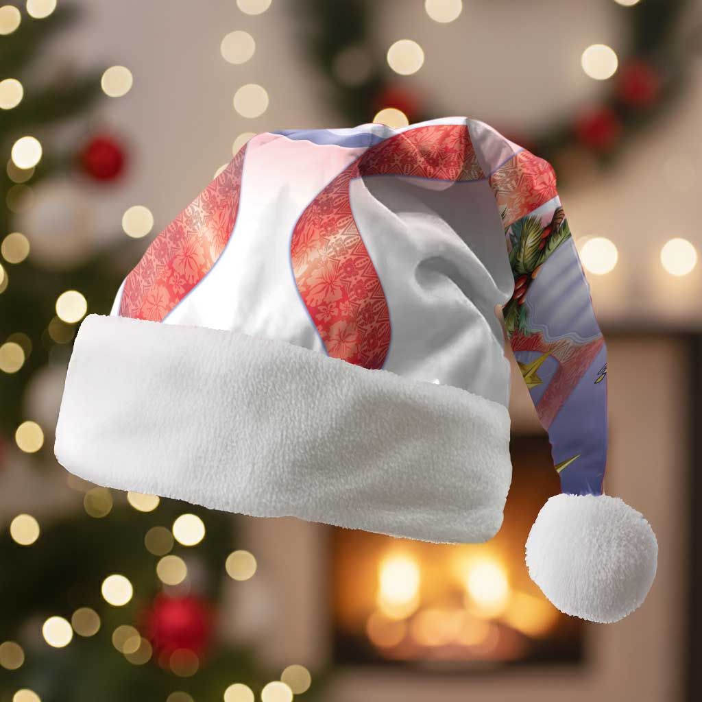 American Samoa Christmas Santa Hat Seashell Santa Beach Vibes LT05 Without Fur Navy - Polynesian Pride