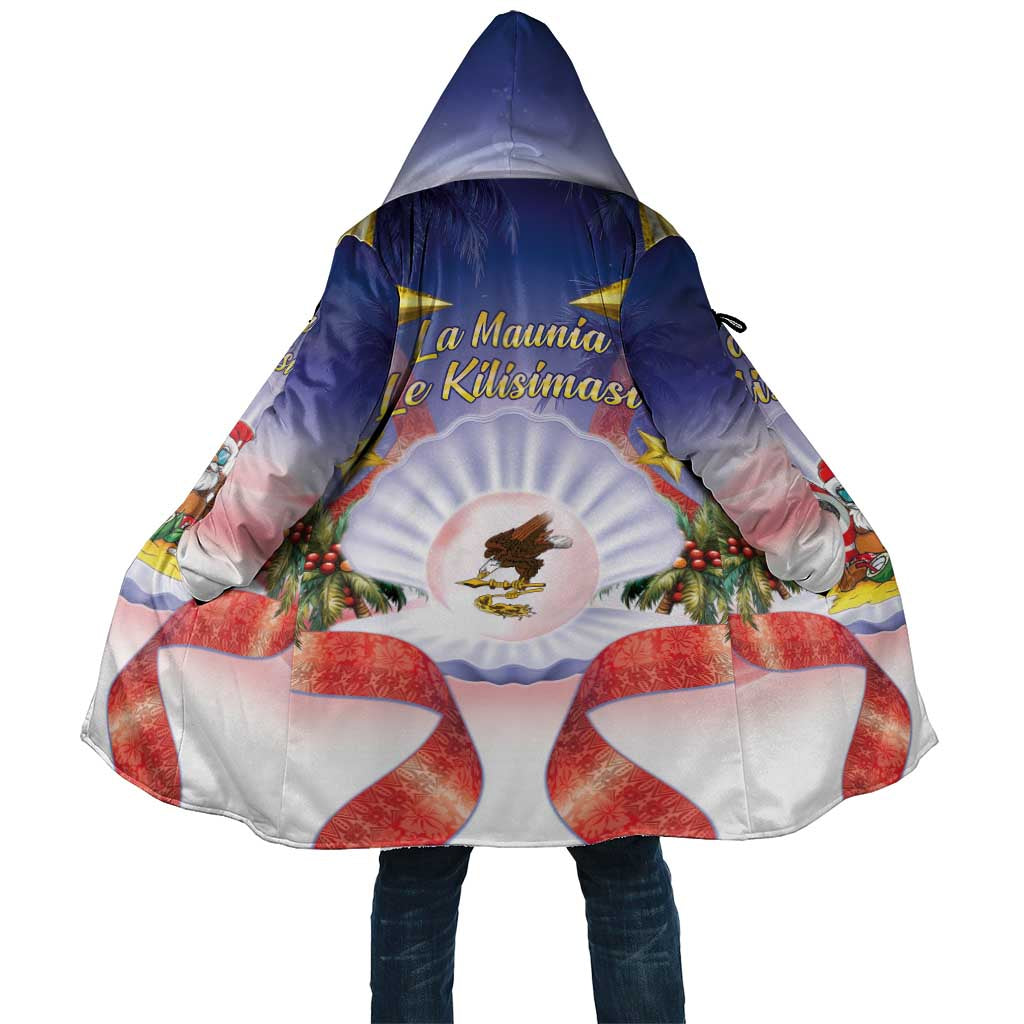 American Samoa Christmas Cloak Seashell Santa Beach Vibes LT05 Unisex Navy - Polynesian Pride