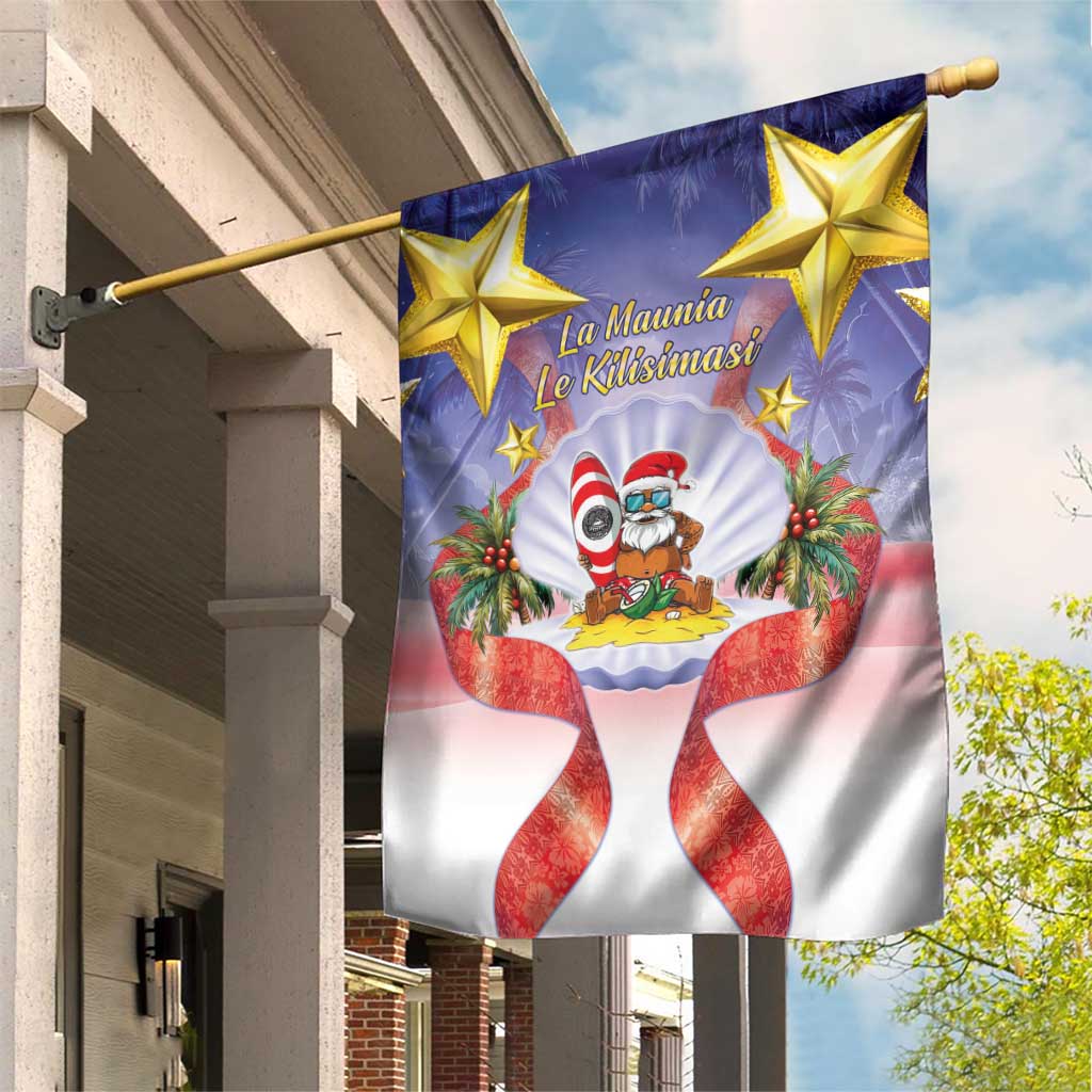American Samoa Christmas Garden Flag Seashell Santa Beach Vibes LT05 House Flag Navy - Polynesian Pride