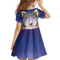 American Samoa Christmas Kid Short Sleeve Dress Seashell Santa Beach Vibes LT05 - Polynesian Pride
