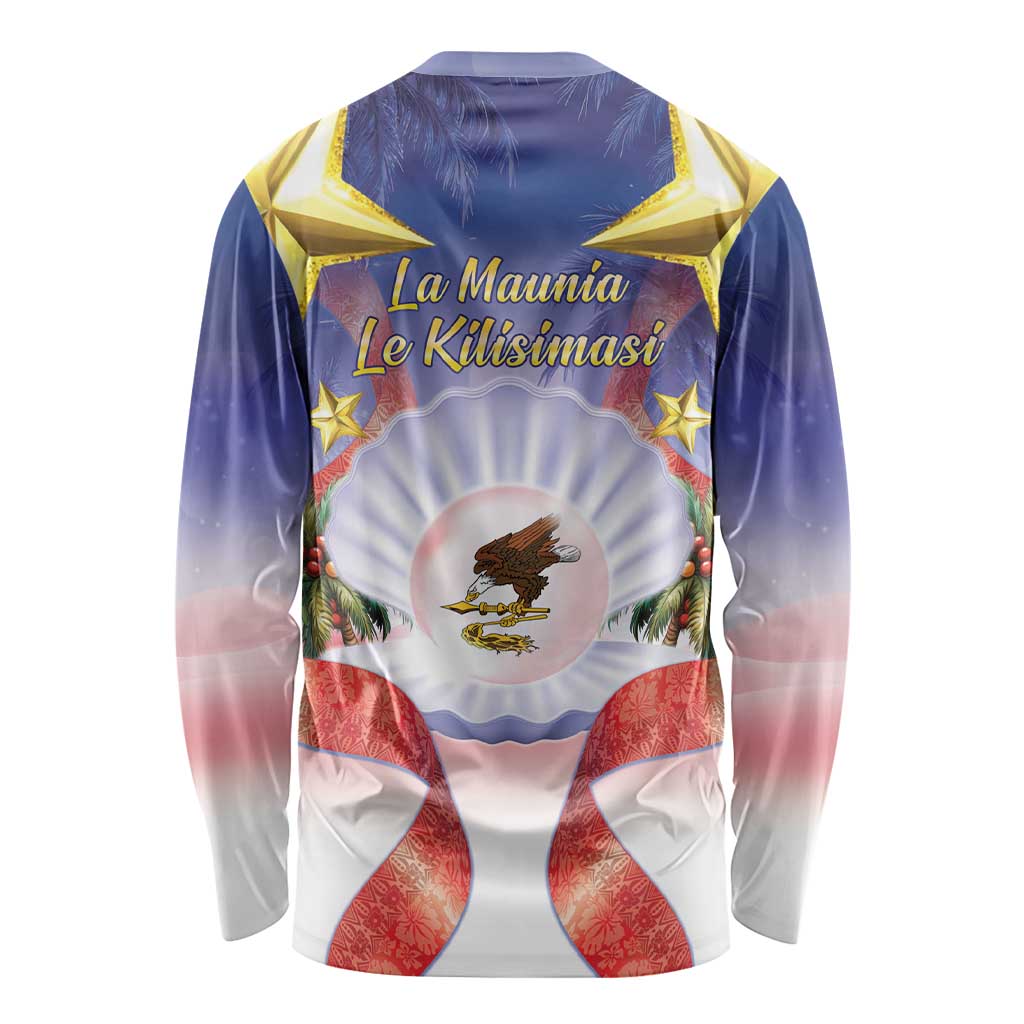 American Samoa Christmas Long Sleeve Shirt Seashell Santa Beach Vibes LT05 - Polynesian Pride