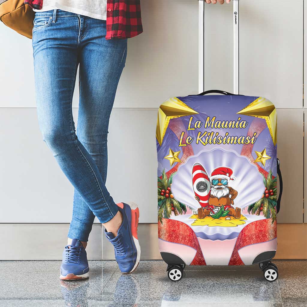 American Samoa Christmas Luggage Cover Seashell Santa Beach Vibes LT05 - Polynesian Pride