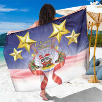 American Samoa Christmas Sarong Seashell Santa Beach Vibes LT05 One Size 44 x 66 inches Navy - Polynesian Pride